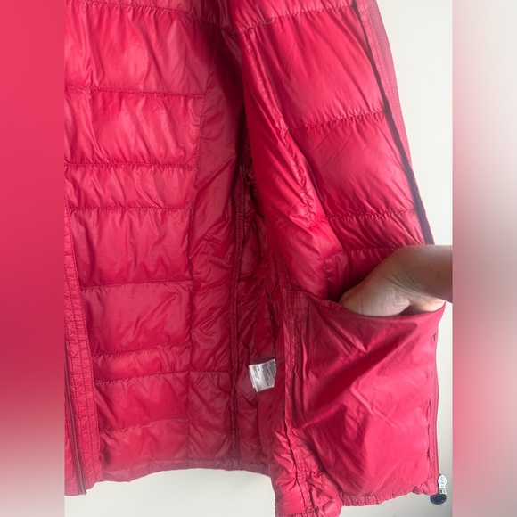 Calvin Klein Down Puffer Jacket Womens Size S Red Full Zip Packable LTWT FLAW - Picture 7 of 16